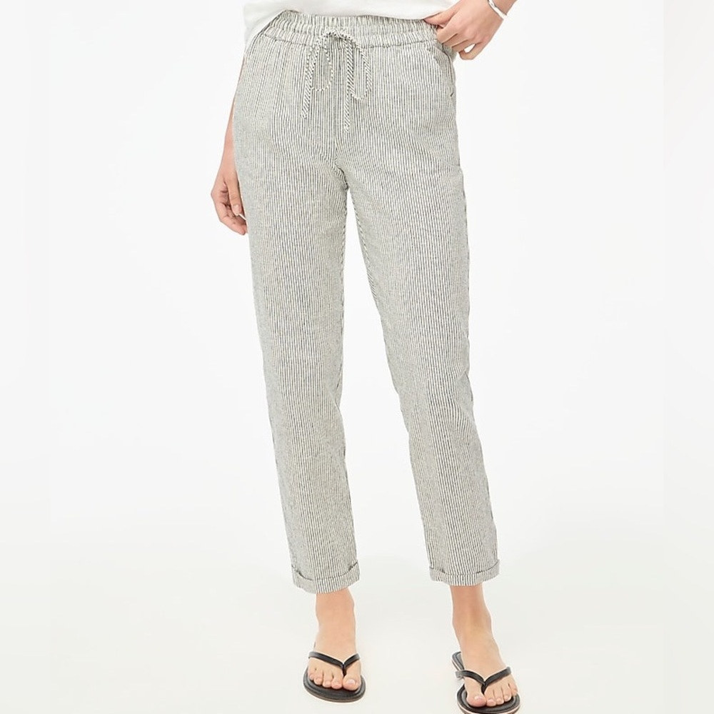 J. Crew Narrow Black & White Striped Drawstring Pants